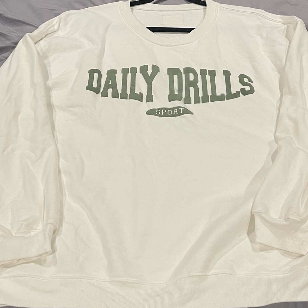 White Oversized Daily Drills Sports Crew